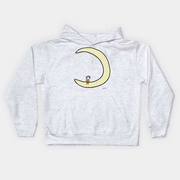 Moon and alto sax Kids Hoodie by Guastevi